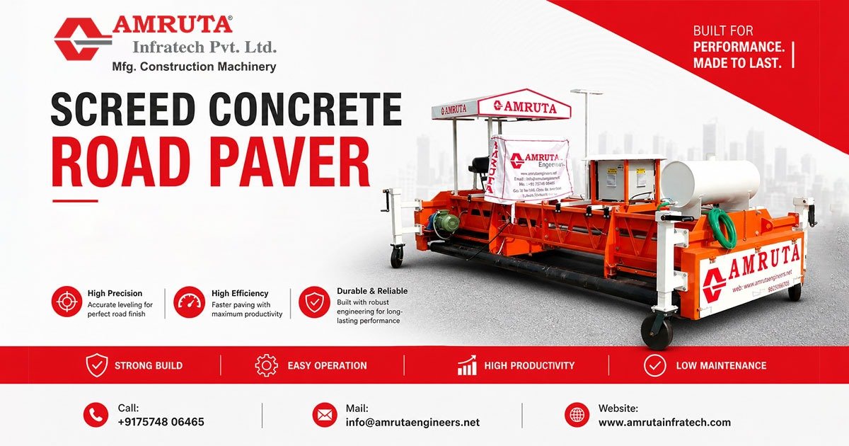 Screed concrete road paver machine used for smooth and durable road construction
