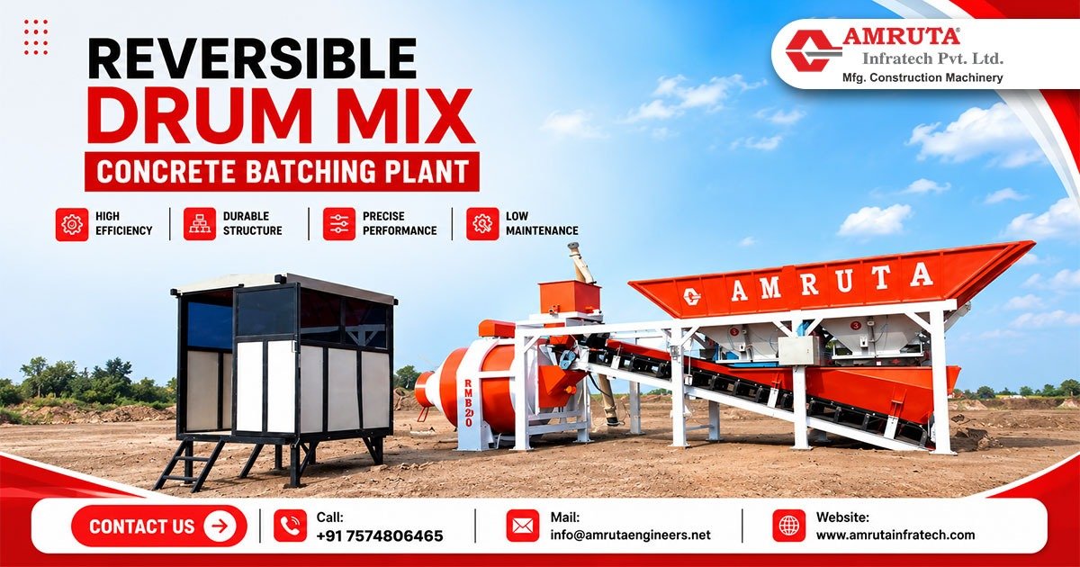 Reversible Drum Mix Concrete Batching Plant in Maharashtra