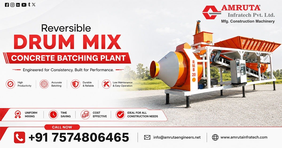 Reversible Drum Mix Concrete Batching Plant in Punjab